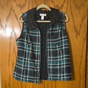Christopher & Banks Navy Plaid Vest